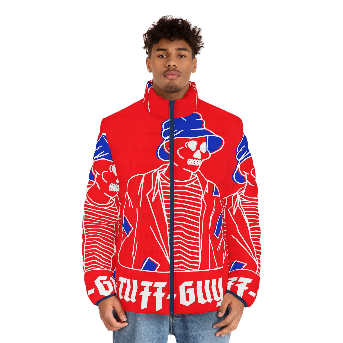 Tuff-Guy "Bucket Hat" - Men's Puffer Jacket (AOP) RED & Blue