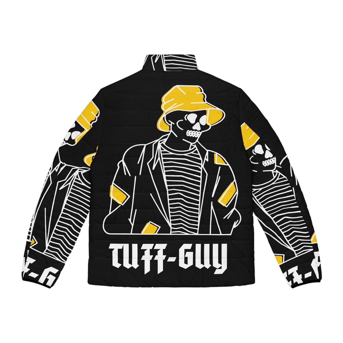 Tuff-Guy "Bucket Hat" - Men's Puffer Jacket (AOP) Black & Yellow