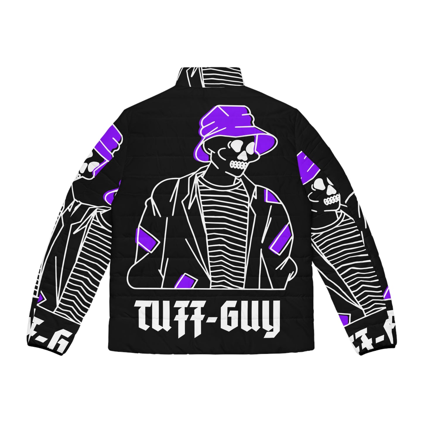 Tuff-Guy "Bucket Hat" - Men's Puffer Jacket (AOP) Black & Purple