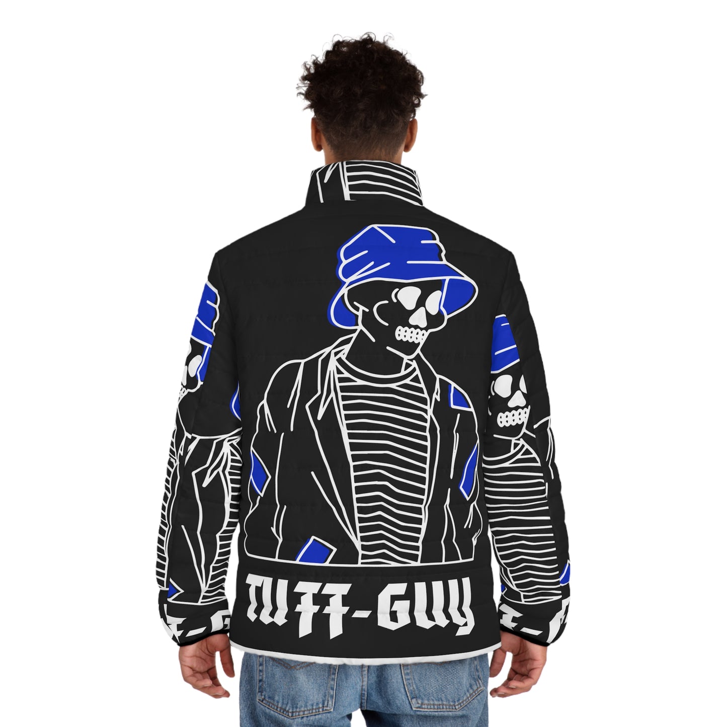 Tuff-Guy "Bucket Hat" - Men's Puffer Jacket (AOP) Black & blue