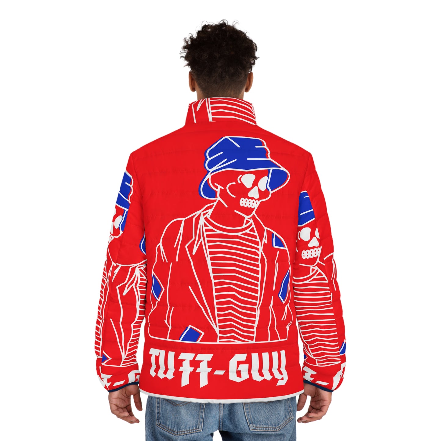 Tuff-Guy "Bucket Hat" - Men's Puffer Jacket (AOP) RED & Blue