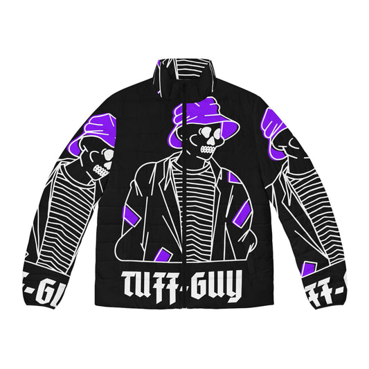 Tuff-Guy "Bucket Hat" - Men's Puffer Jacket (AOP) Black & Purple