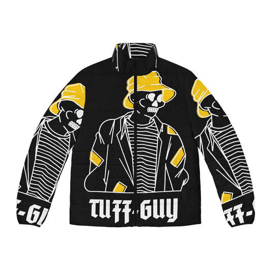 Tuff-Guy "Bucket Hat" - Men's Puffer Jacket (AOP) Black & Yellow