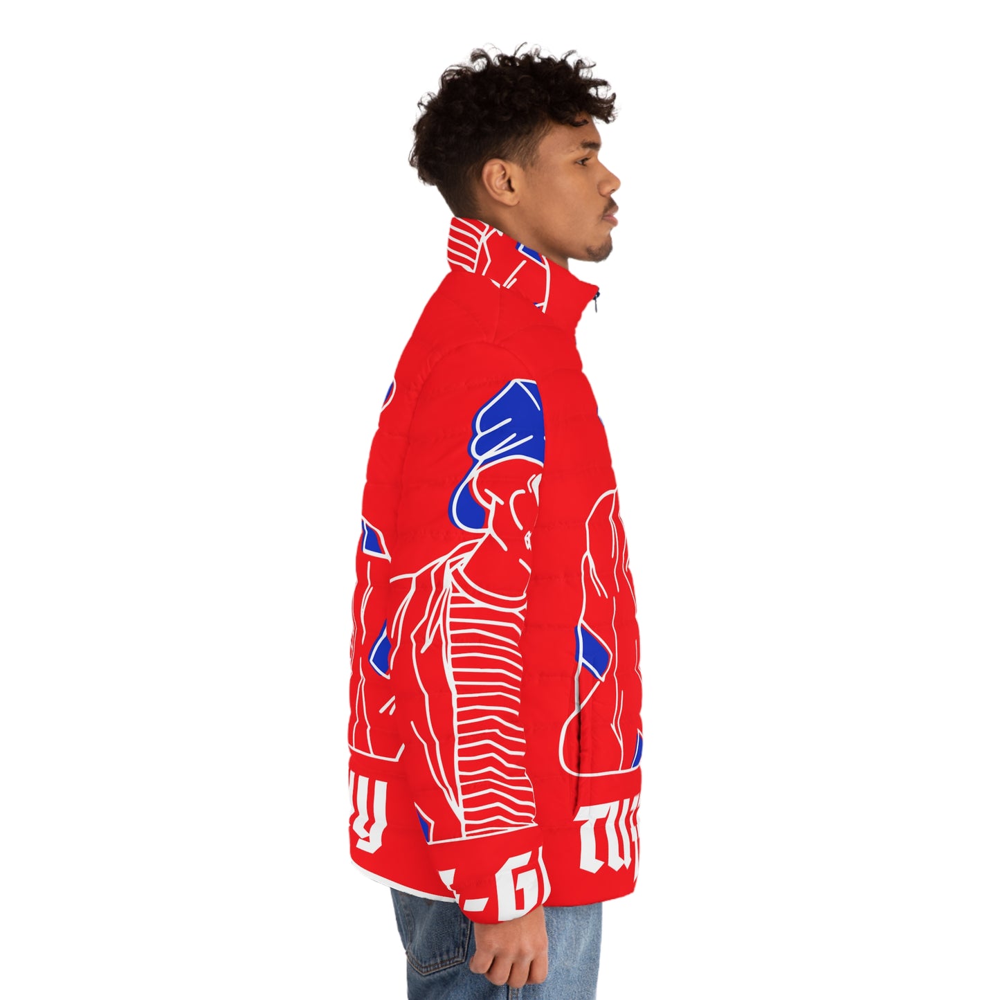 Tuff-Guy "Bucket Hat" - Men's Puffer Jacket (AOP) RED & Blue