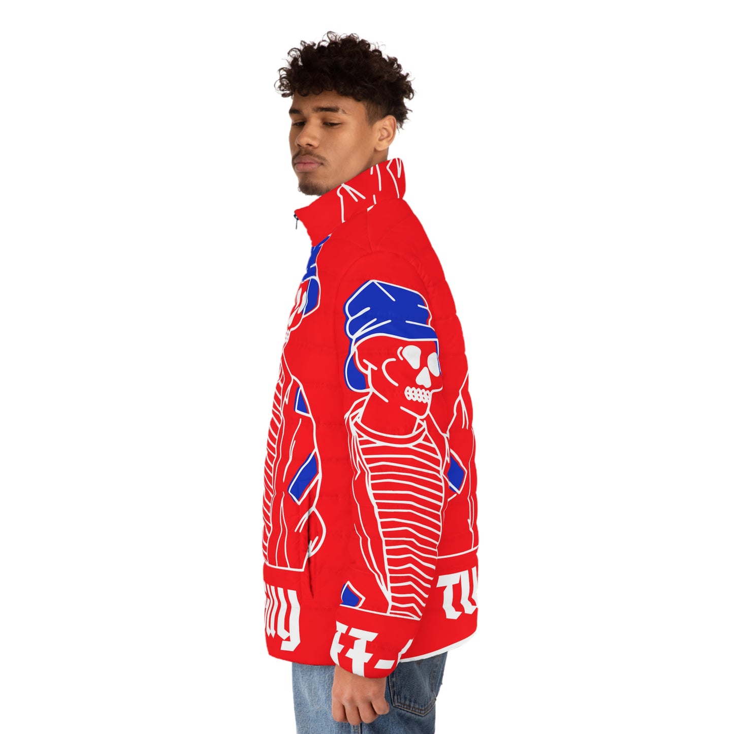 Tuff-Guy "Bucket Hat" - Men's Puffer Jacket (AOP) RED & Blue