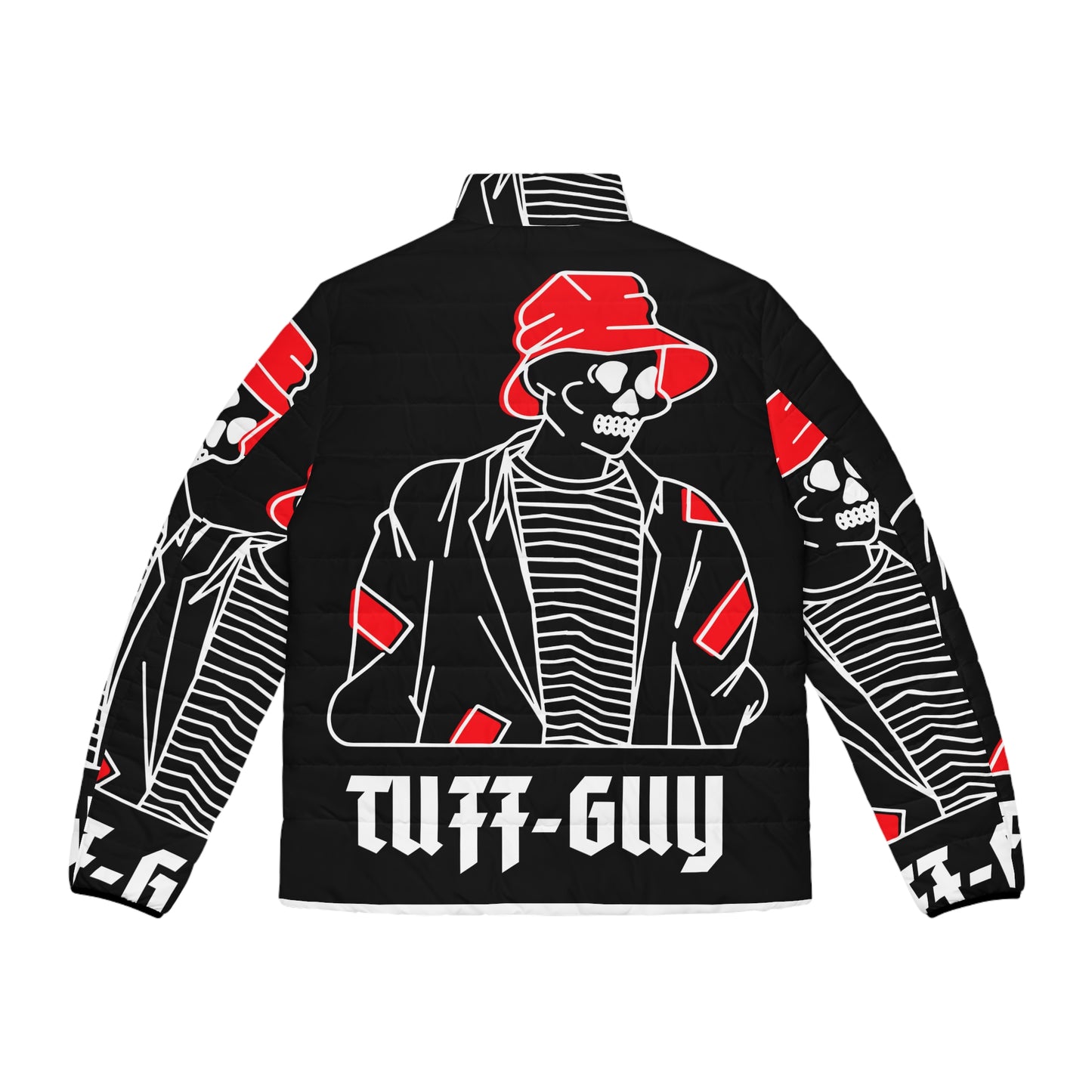 Tuff-Guy "Bucket Hat" - Men's Puffer Jacket (AOP) Black & Red