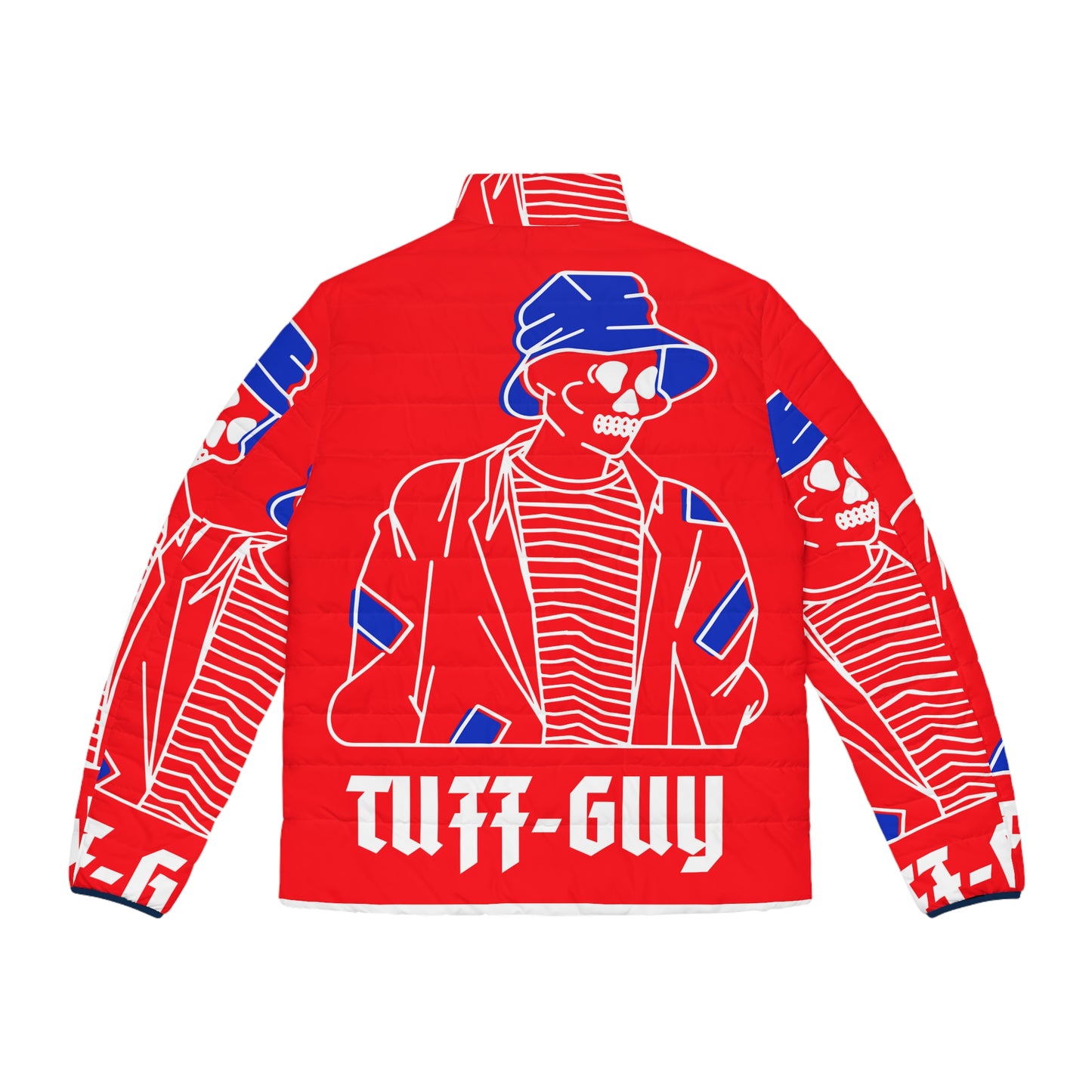 Tuff-Guy "Bucket Hat" - Men's Puffer Jacket (AOP) RED & Blue