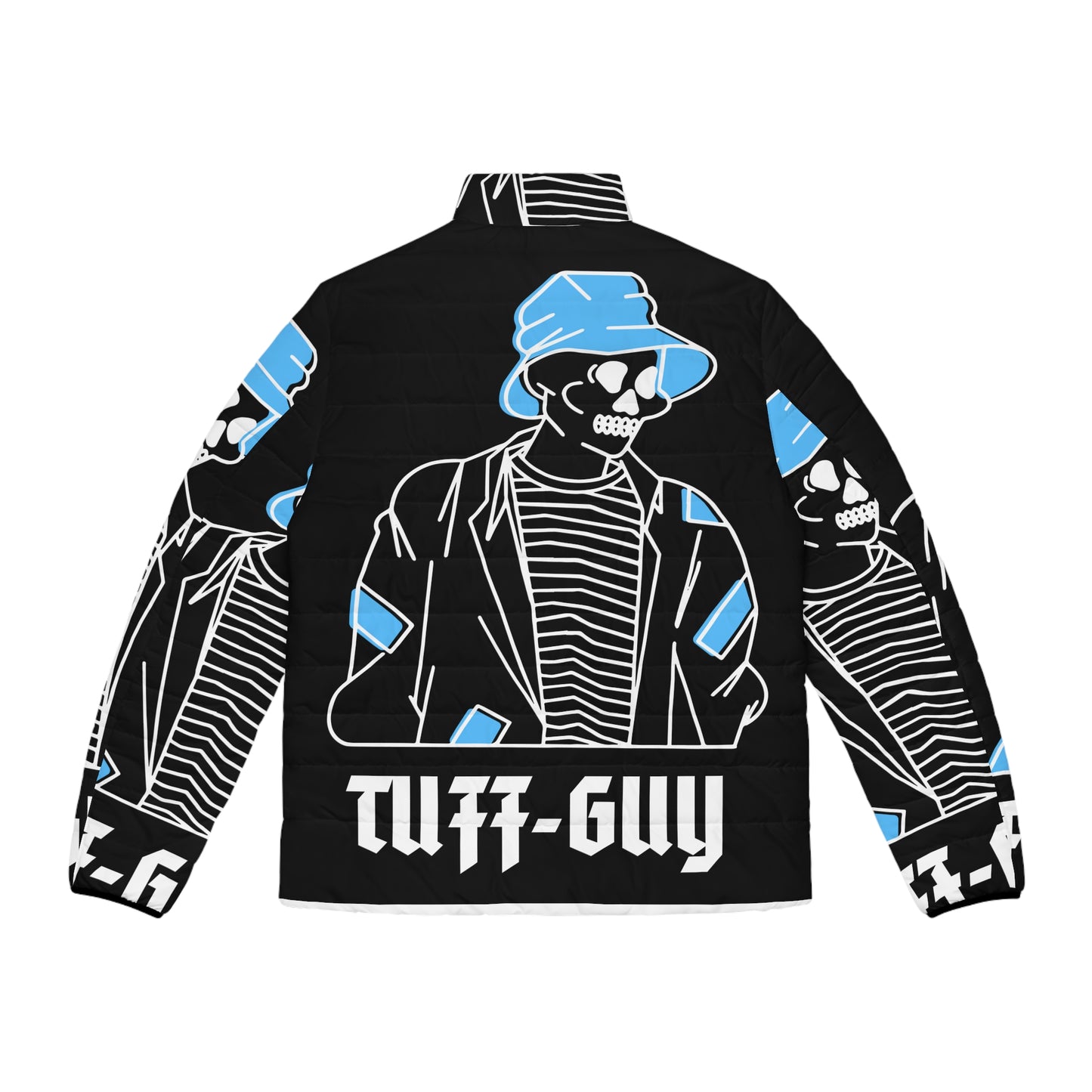 Tuff-Guy "Bucket Hat" - Men's Puffer Jacket (AOP) Black and Light Blue