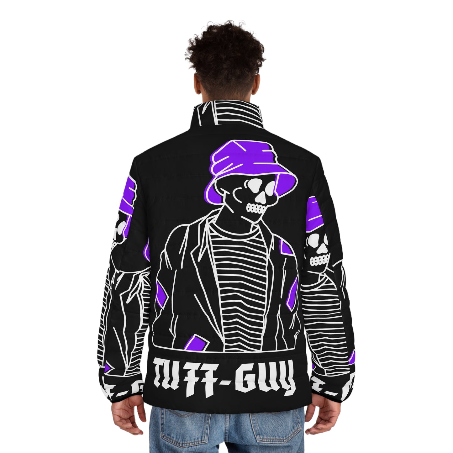 Tuff-Guy "Bucket Hat" - Men's Puffer Jacket (AOP) Black & Purple