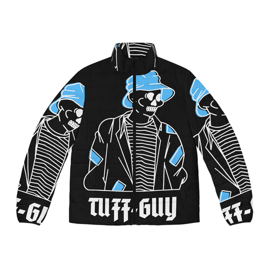 Tuff-Guy "Bucket Hat" - Men's Puffer Jacket (AOP) Black and Light Blue