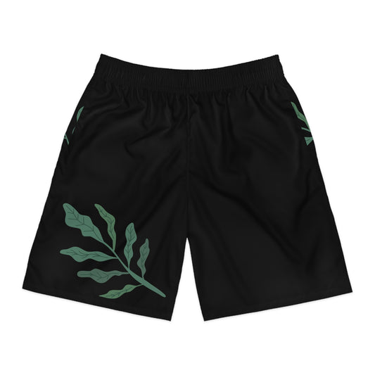 Leaf Design - Men's Jogger Shorts (Black)