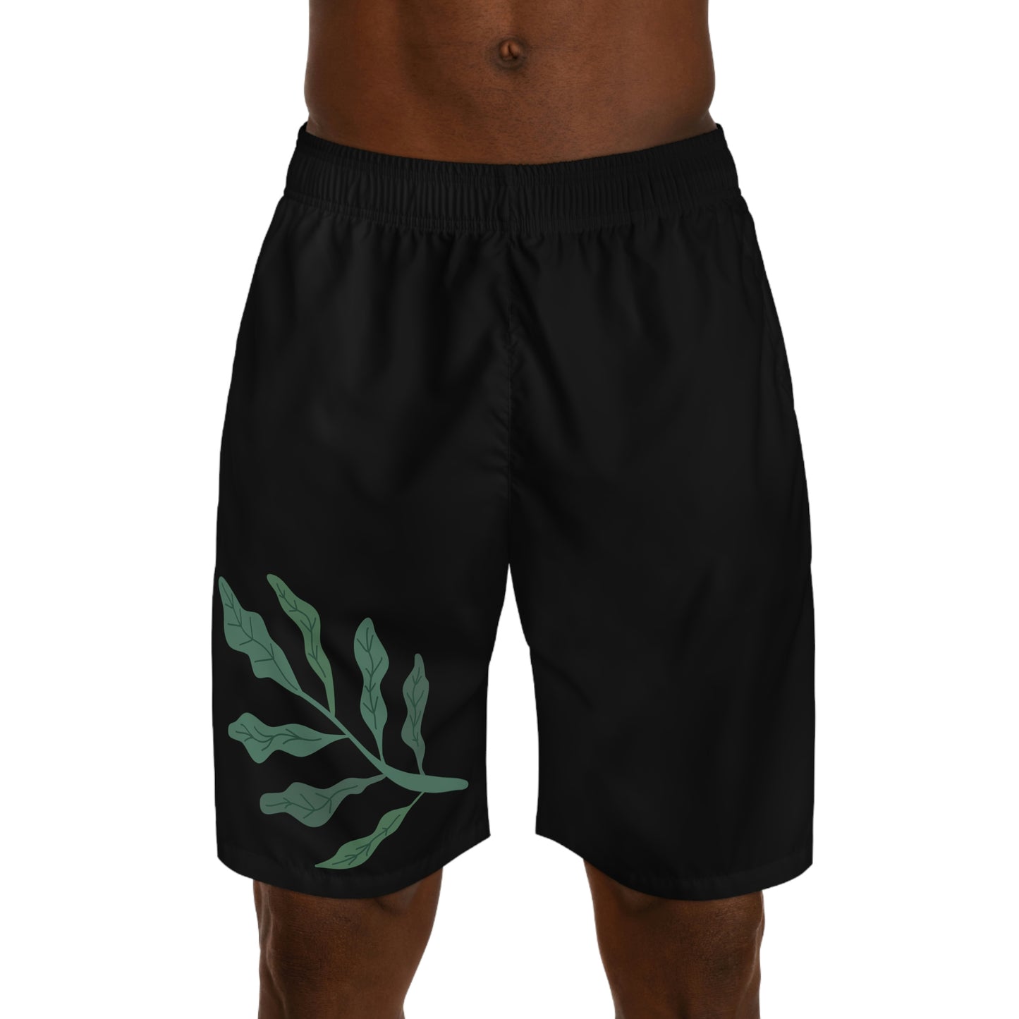 Leaf Design - Men's Jogger Shorts (Black)