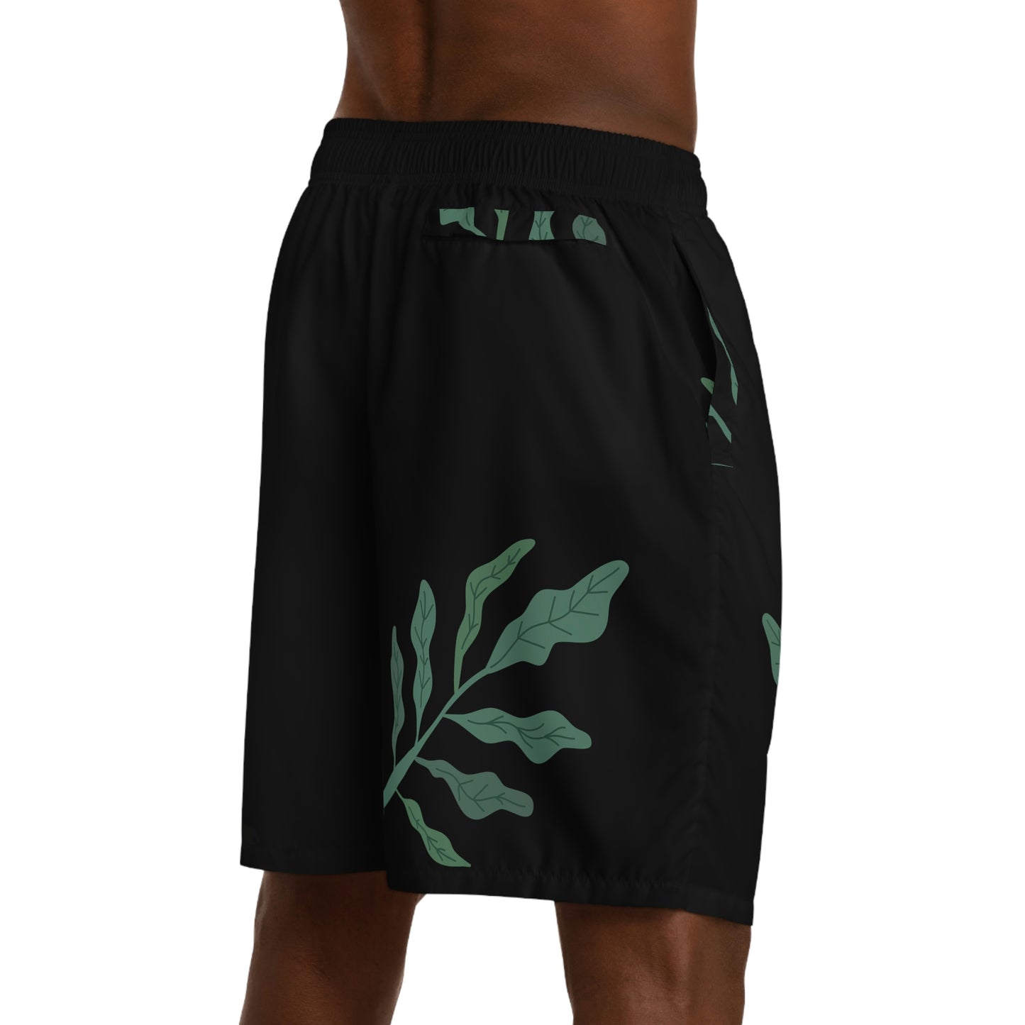 Leaf Design - Men's Jogger Shorts (Black)