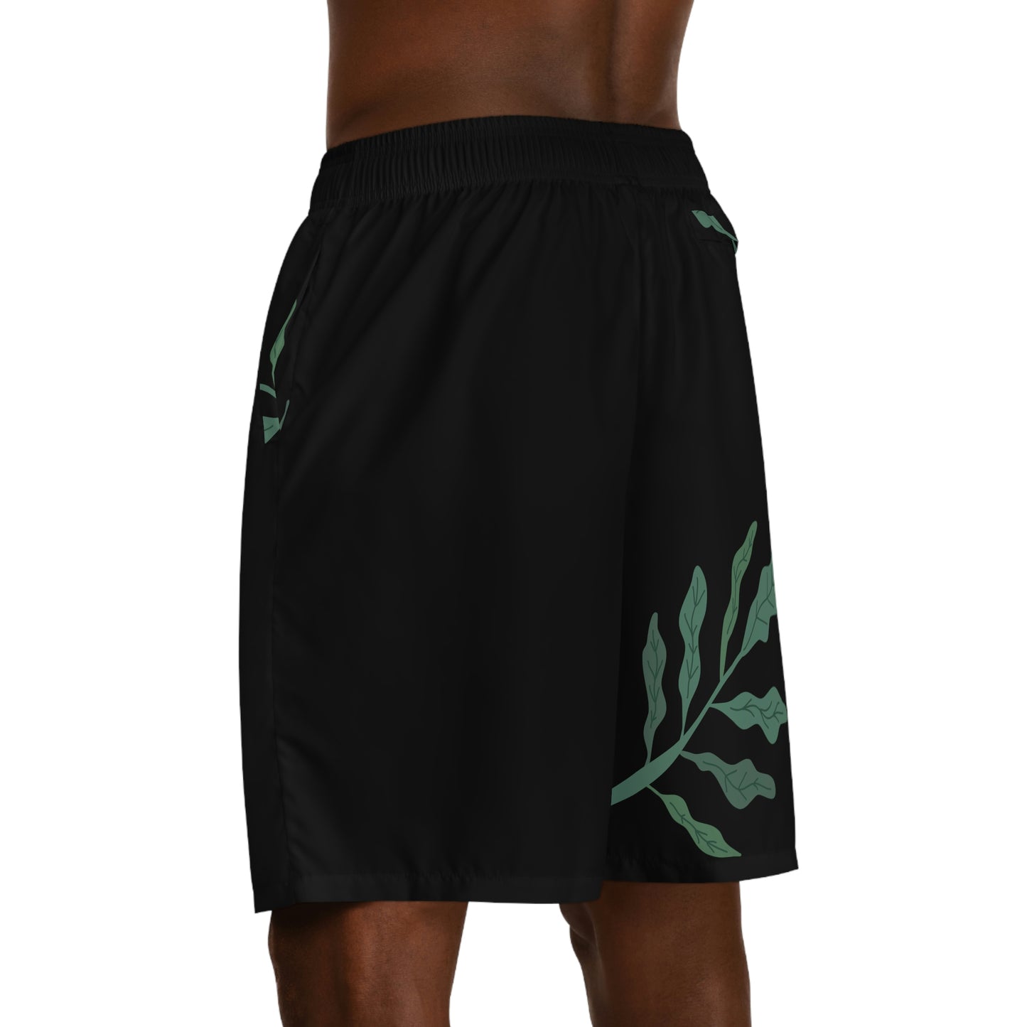 Leaf Design - Men's Jogger Shorts (Black)