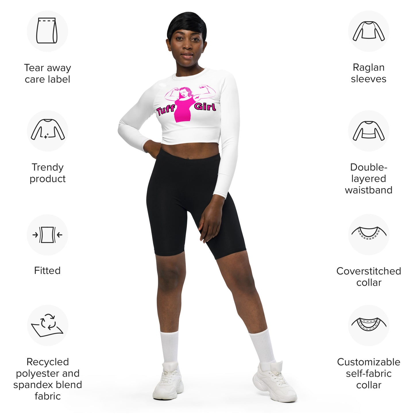 Tuff-Girl long-sleeve crop top