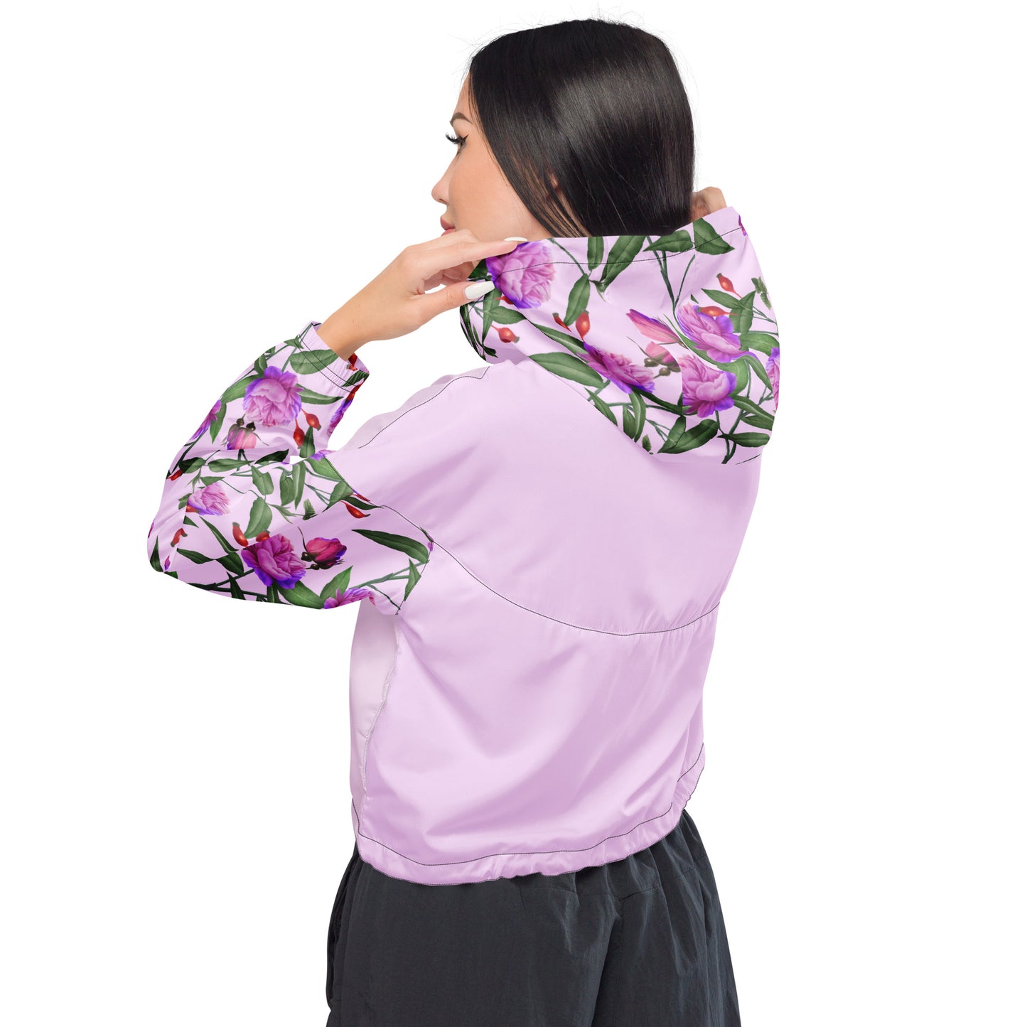 Women's cropped windbreaker With Hood