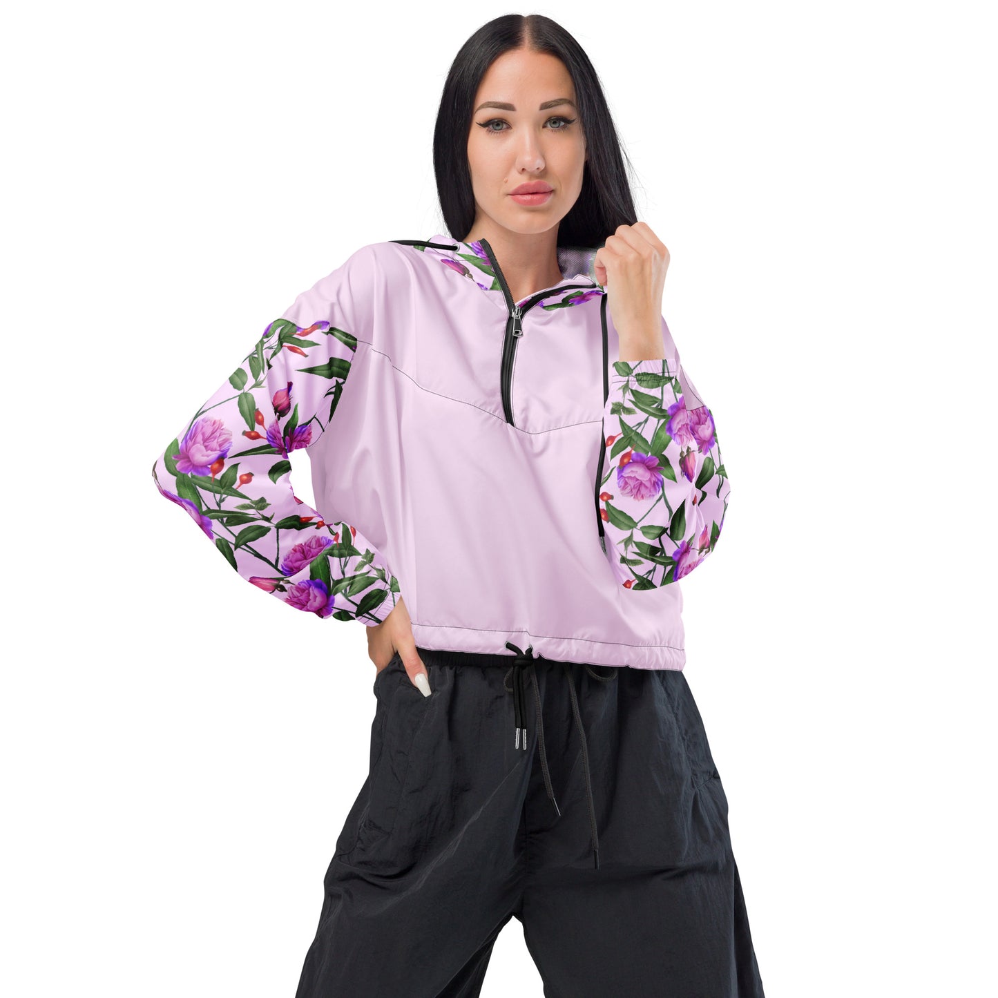 Women's cropped windbreaker With Hood